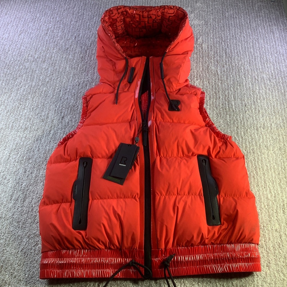 Rudsak Raquel Down Vest Flame Red Reversible Gloss Limited Edition Size M NWT